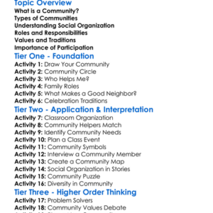 Community And Social Organization Worksheet Activity Booklet