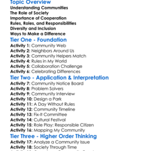 Community And Society Worksheet Activity Booklet
