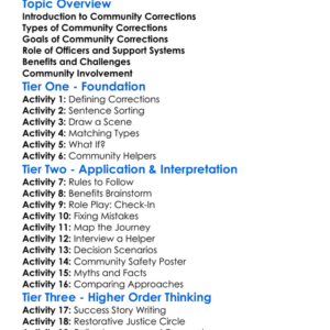 Community Corrections Worksheet Activity Booklet