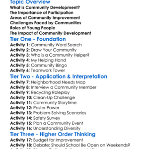 Community Development Worksheet Activity Booklet