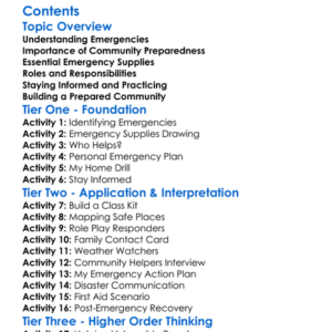 Community Emergency Preparedness Worksheet Activity Booklet