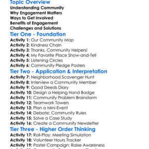 Community Engagement Worksheet Activity Booklet