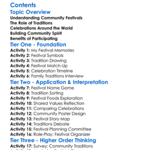 Community Festivals And Shared Traditions Worksheet Activity Booklet
