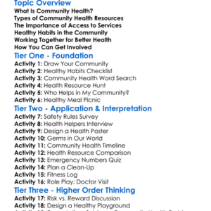 Community Health And Resources Worksheet Activity Booklet