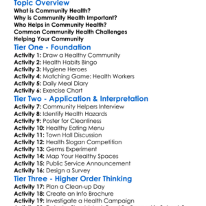 Community Health Awareness Worksheet Activity Booklet