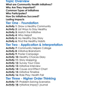 Community Health Initiatives Worksheet Activity Booklet
