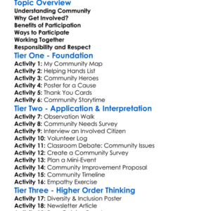 Community Involvement Worksheet Activity Booklet