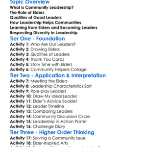 Community Leadership And Elders Worksheet Activity Booklet