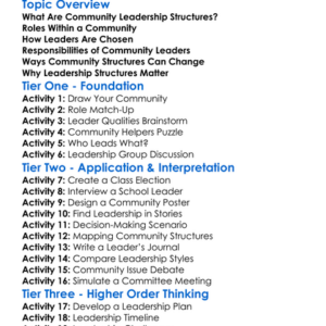 Community Leadership Structures Worksheet Activity Booklet