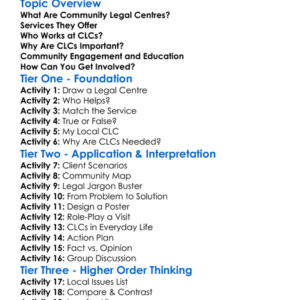 Community Legal Centres Worksheet Activity Booklet