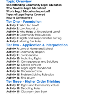 Community Legal Education Worksheet Activity Booklet