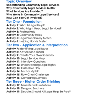 Community Legal Services Worksheet Activity Booklet