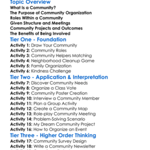 Community Organization Worksheet Activity Booklet