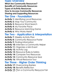 Community Resources For Activity Worksheet Activity Booklet