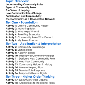 Community Roles Worksheet Activity Booklet