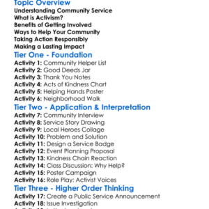 Community Service And Activism Worksheet Activity Booklet