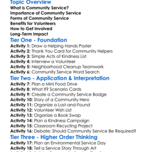 Community Service Worksheet Activity Booklet