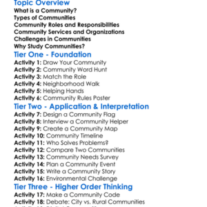 Community Studies Worksheet Activity Booklet