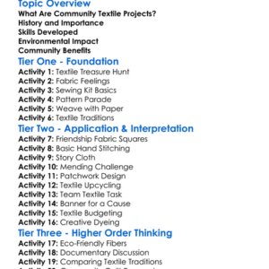 Community Textile Projects Worksheet Activity Booklet
