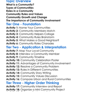 Community Worksheet Activity Booklet