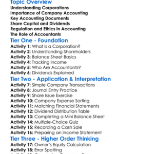 Company Corporation Accounting Worksheet Activity Booklet