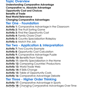 Comparative Advantage Worksheet Activity Booklet