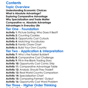 Comparative And Absolute Advantage Worksheet Activity Booklet