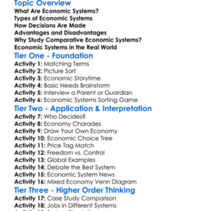 Comparative Economic Systems Worksheet Activity Booklet