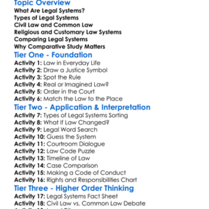 Comparative Legal Systems Worksheet Activity Booklet