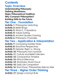 Comparative Philosophies And Worldviews Worksheet Activity Booklet