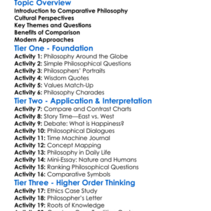Comparative Philosophy Worksheet Activity Booklet