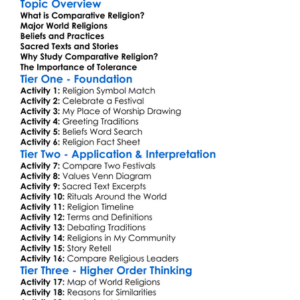 Comparative Religion Worksheet Activity Booklet