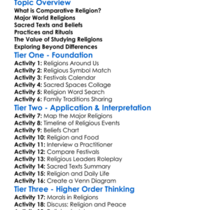 Comparative Religions Worksheet Activity Booklet