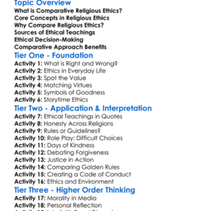 Comparative Religious Ethics Worksheet Activity Booklet