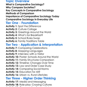 Comparative Sociology Worksheet Activity Booklet