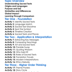 Comparative Study Of Sacred Texts Worksheet Activity Booklet