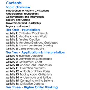 Comparative Study Of World Ancient Civilizations Worksheet Activity Booklet