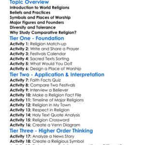 Comparative World Religions Worksheet Activity Booklet