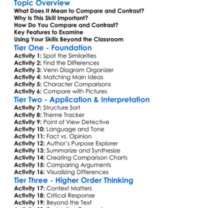 Comparing And Contrasting Texts Worksheet Activity Booklet