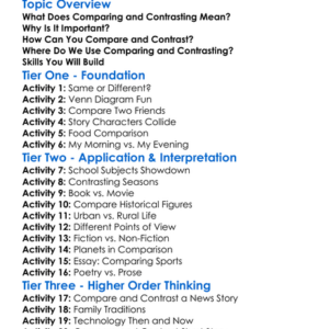 Comparing And Contrasting Worksheet Activity Booklet