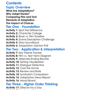 Comparing Film And Text Adaptations Worksheet Activity Booklet