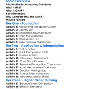 Comparing Ifrs And Gaap Worksheet Activity Booklet