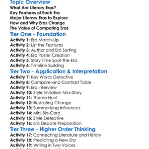 Comparing Literary Eras Worksheet Activity Booklet
