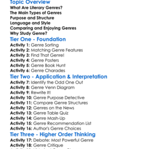 Comparing Literary Genres Worksheet Activity Booklet