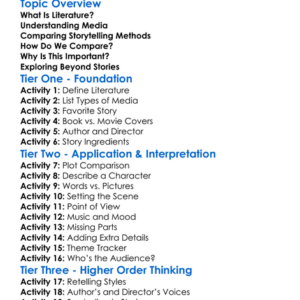 Comparing Literature And Media Worksheet Activity Booklet