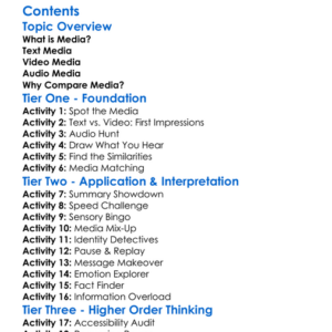 Comparing Media Text Video Audio Worksheet Activity Booklet