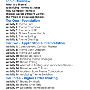 Comparing Themes Worksheet Activity Booklet