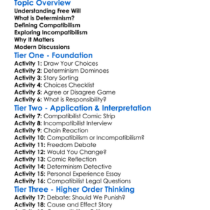Compatibilism And Incompatibilism Worksheet Activity Booklet
