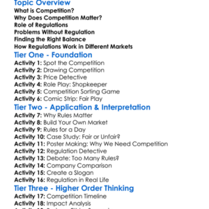 Competition And Regulation Worksheet Activity Booklet