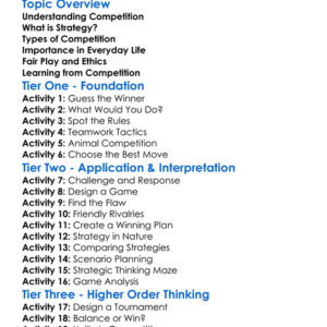 Competition And Strategy Worksheet Activity Booklet